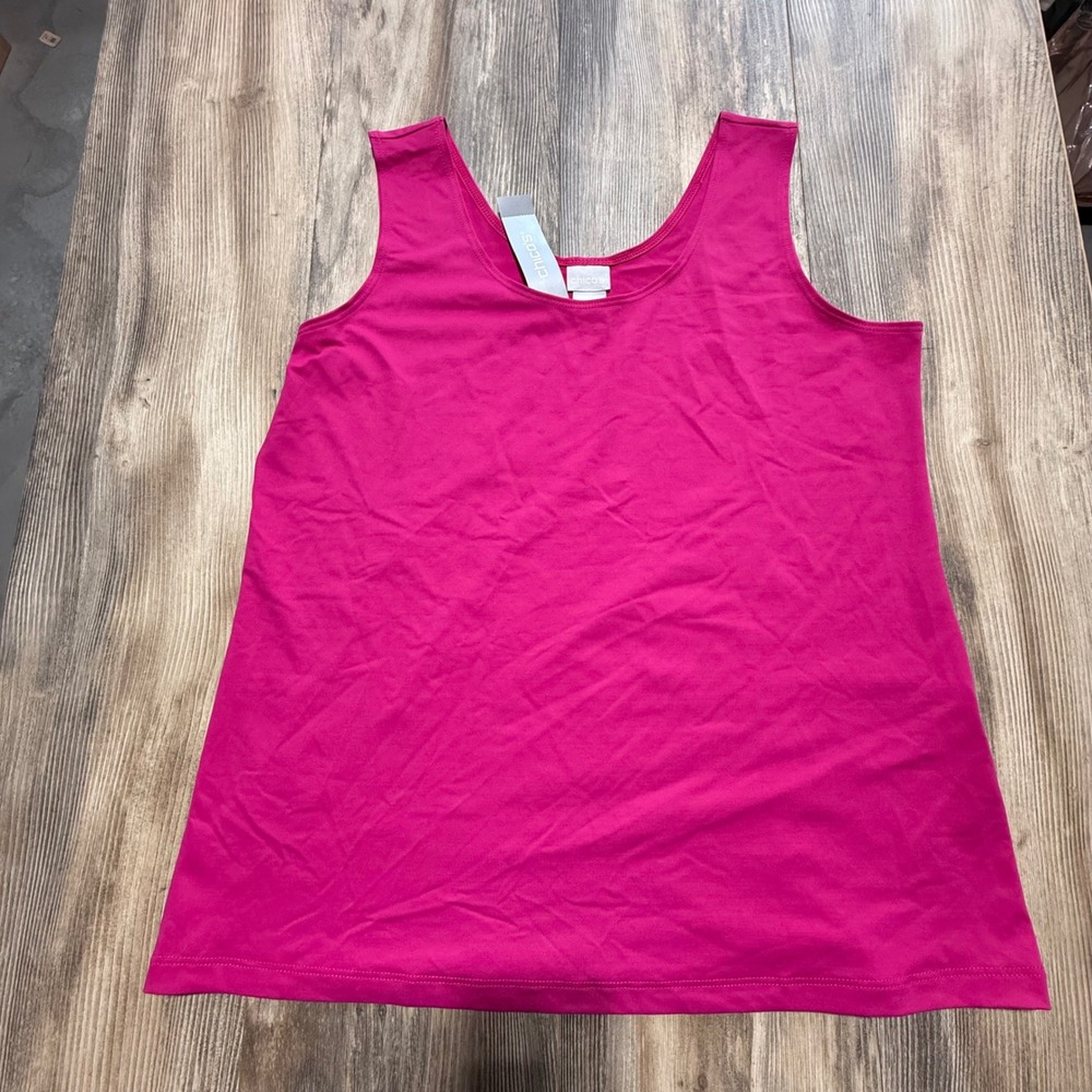 NWT Chico's Tank Top Haute Pink Microfiber Minimalist 2 L